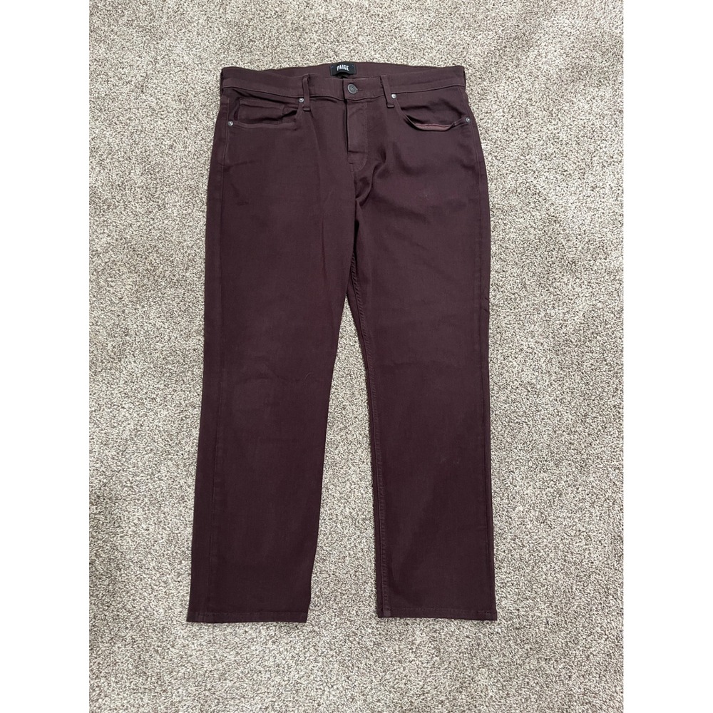 PAIGE Federal Slim Straight Leg Pants Burgundy Maroon Mens 36